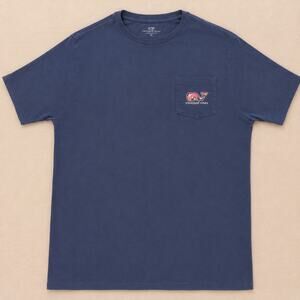 Vineyard Vines Pocket T Shirt Mens XL Blue Floral Whale Graphic Short Sleeve Tee